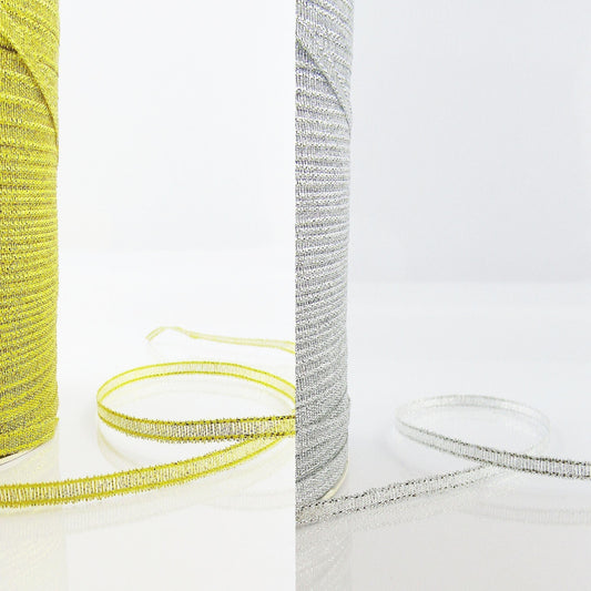 5metres 3mm Glitter Metallic Ribbon Gold or Silver Great for Christmas Baubles!