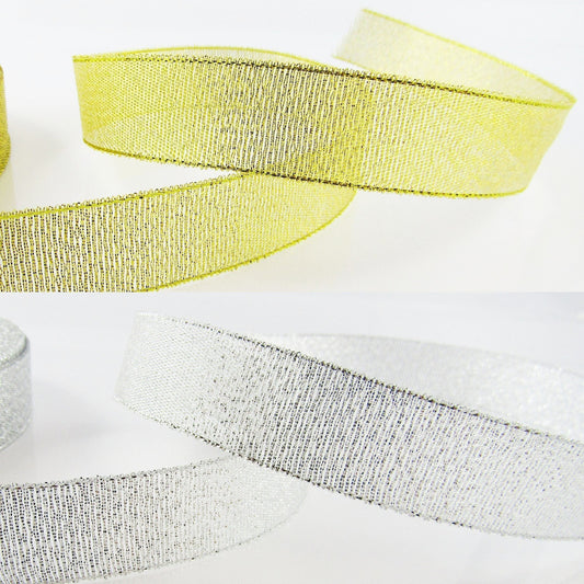 5metres 20mm Glitter Metallic Ribbon Gold or Silver Great for Christmas!