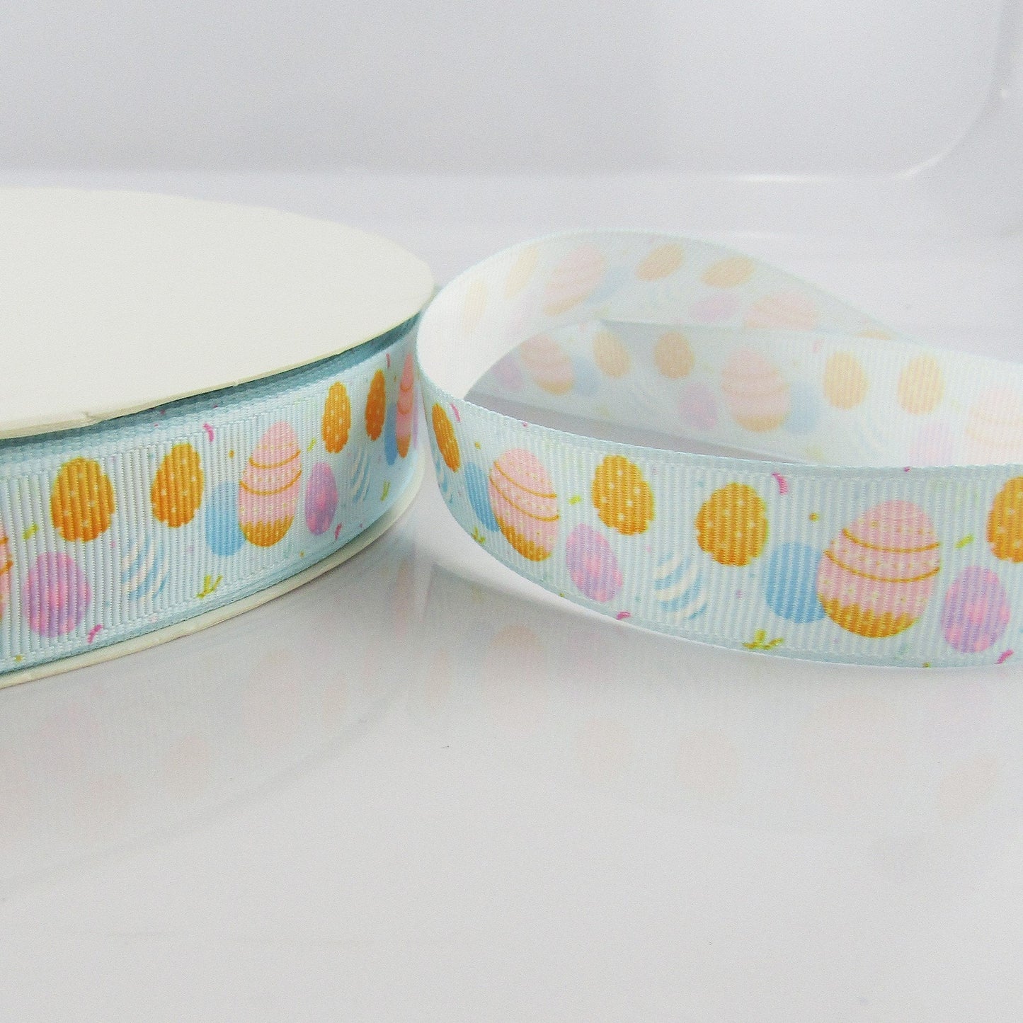 3metres Printed Blue Easter Egg Grosgrain Ribbon 20mm