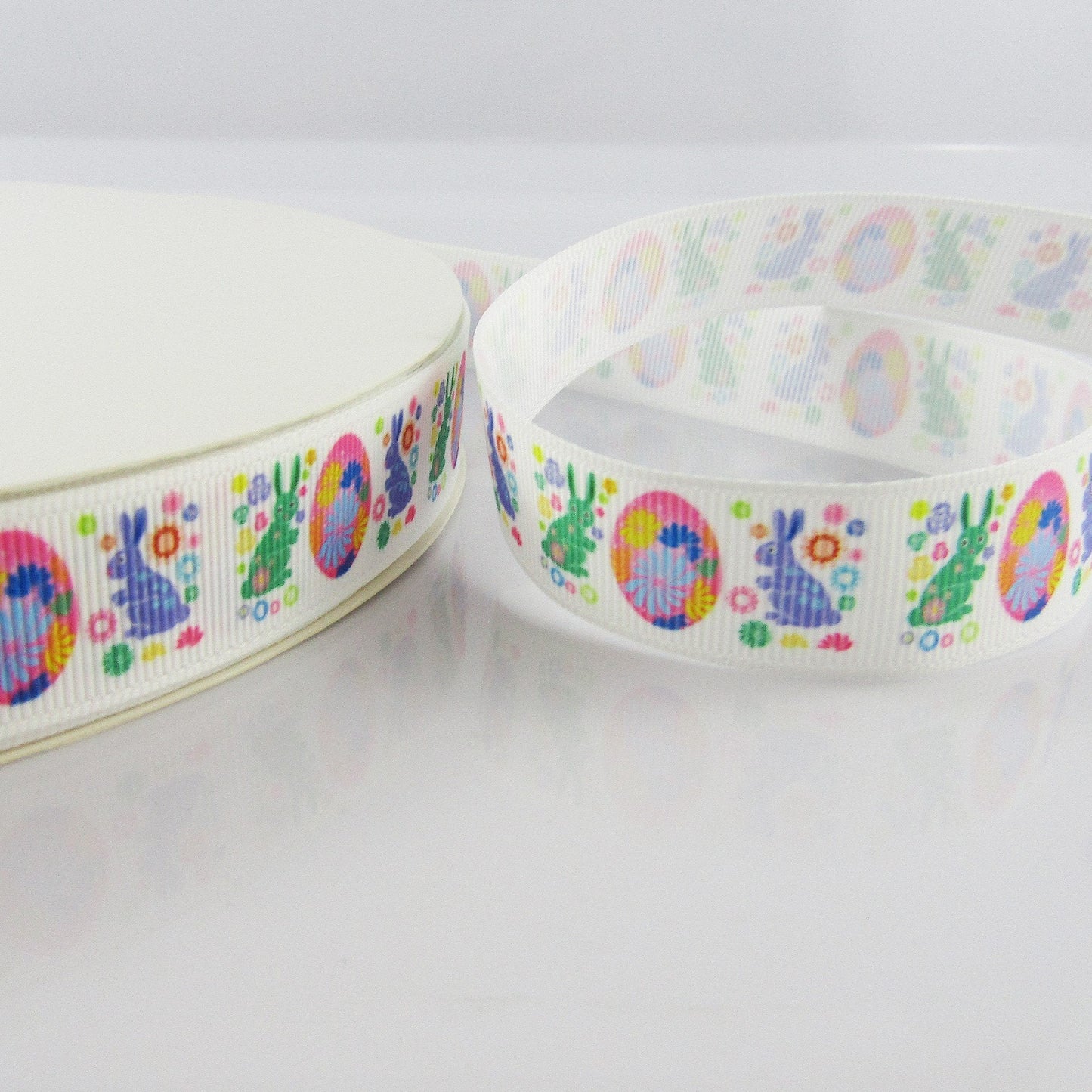 3metres Printed Flowers Easter Bunny Grosgrain Ribbon 20mm