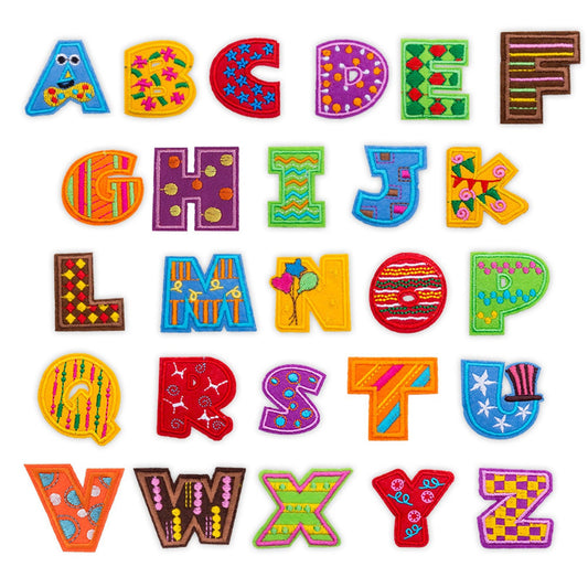 26pce Set Iron on / Sew On Alphabet Embroidery Cloth Patches 39mm