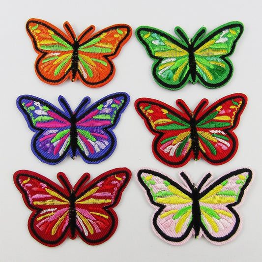 6pce Set Iron on / Sew On Butterfly Embroidery Cloth Patches PACK B 42x67mm