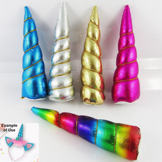 3pc 3D Metallic Padded Unicorn Horn DIY Headband Costumes Room Decor Pick Colour