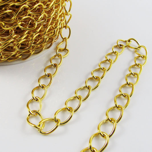 3mtrs Oval Twist Cable Link Chain Unsoldered Iron 14x10x1.6mm Golden