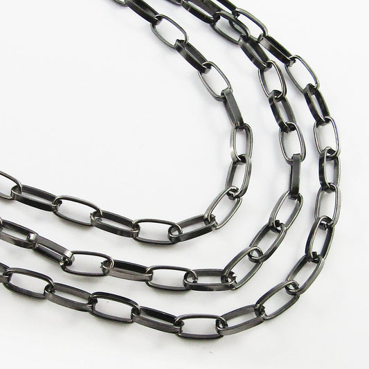 3mtrs Chunky Paperclip Chain Elongated Oval Unsoldered Iron 13x6x2mm Gunmetal