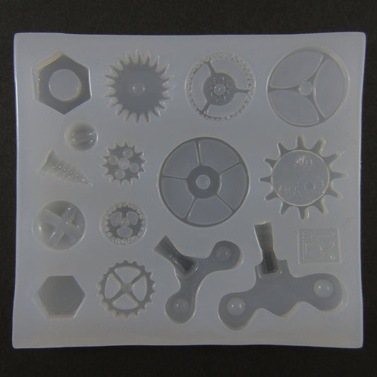 Steampunk Cogs & Gears Silicone Casting Mould for Epoxy Resin DIY Jewellery