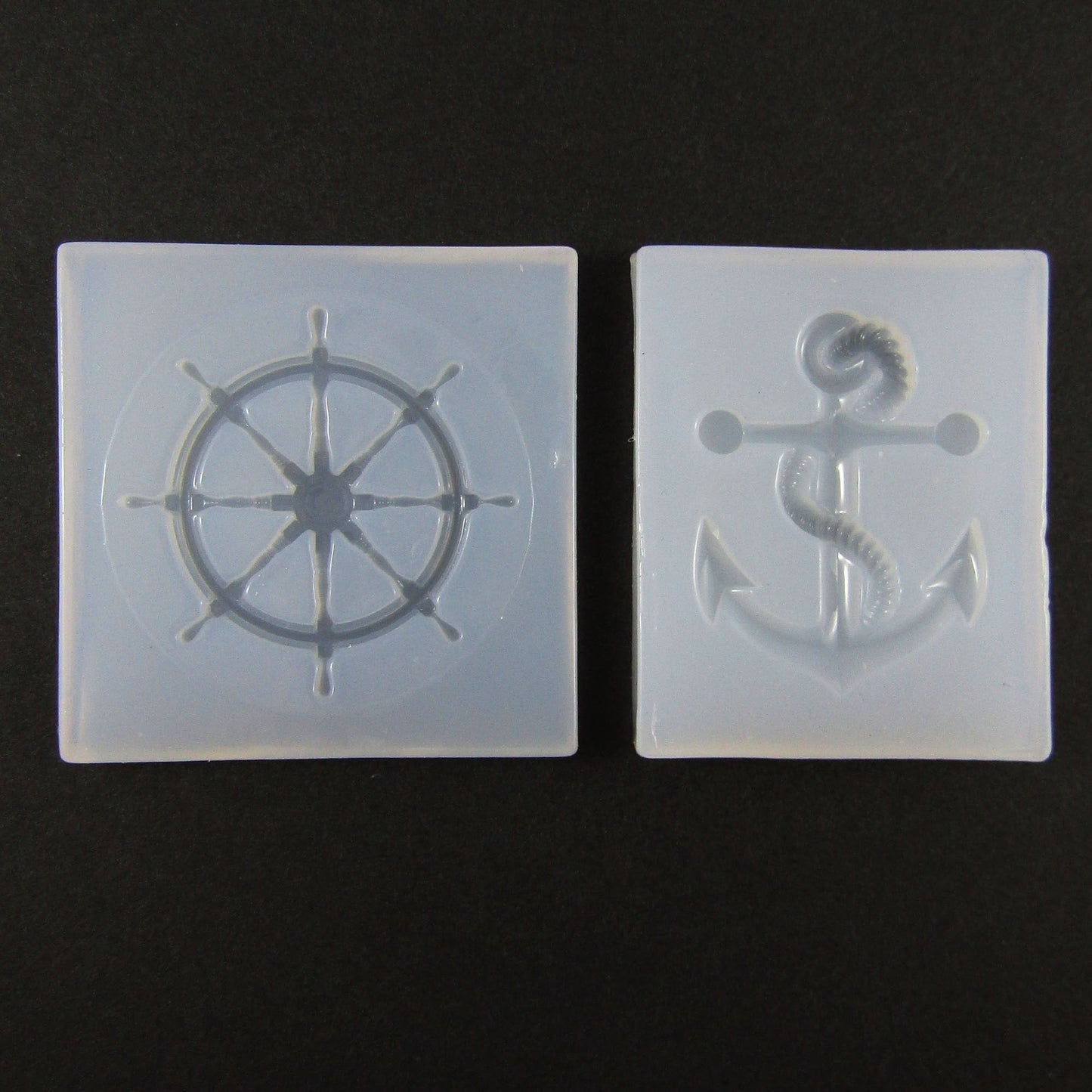 2pce Set Ships Anchor & Helm Cabochon Silicone Casting Mould for Epoxy Resin