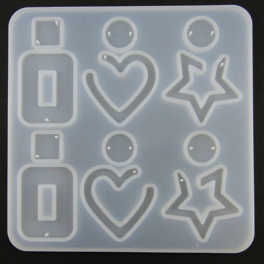 Star Heart Rectangle Earring Pairs Silicone Casting Mould for Epoxy Resin