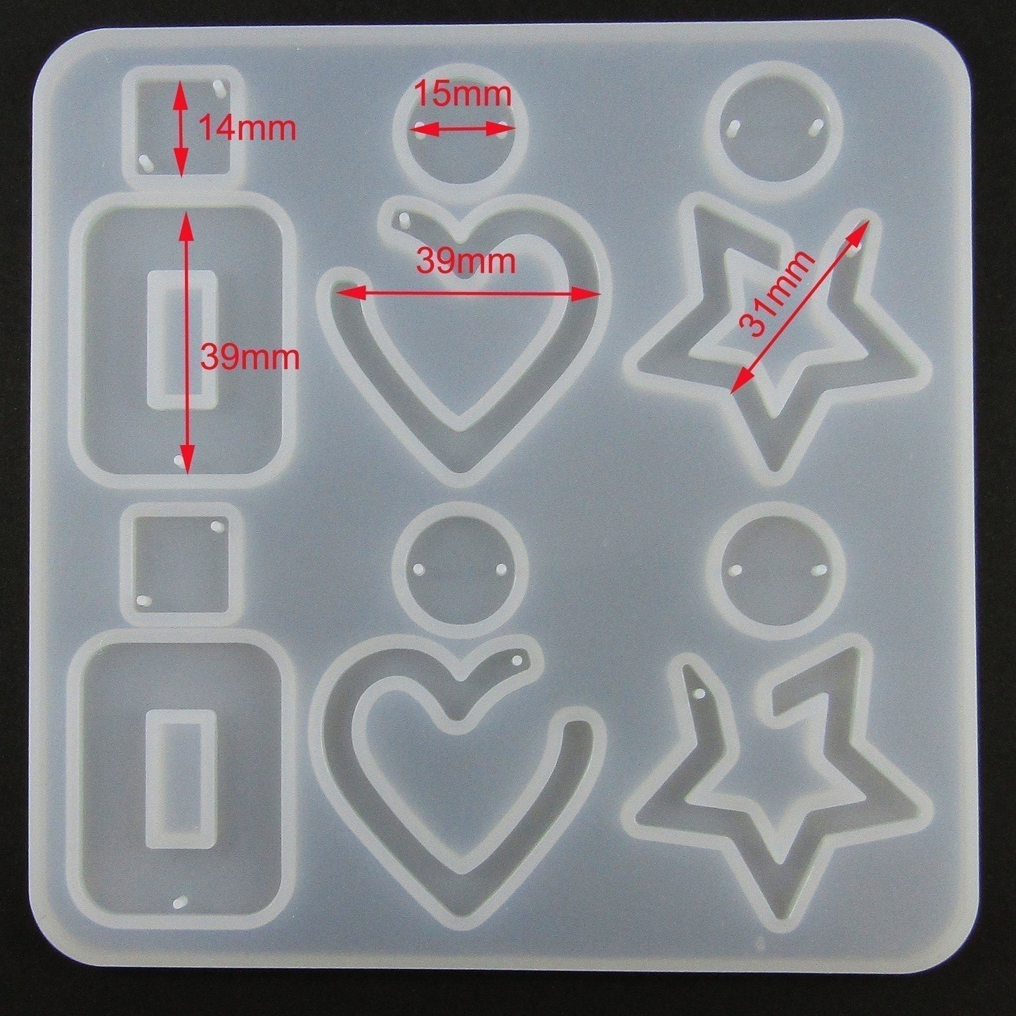 Star Heart Rectangle Earring Pairs Silicone Casting Mould for Epoxy Resin
