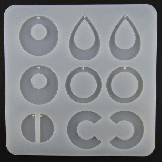 Circle Semicircle Teardrop Earring Pairs Silicone Casting Mould for Epoxy Resin