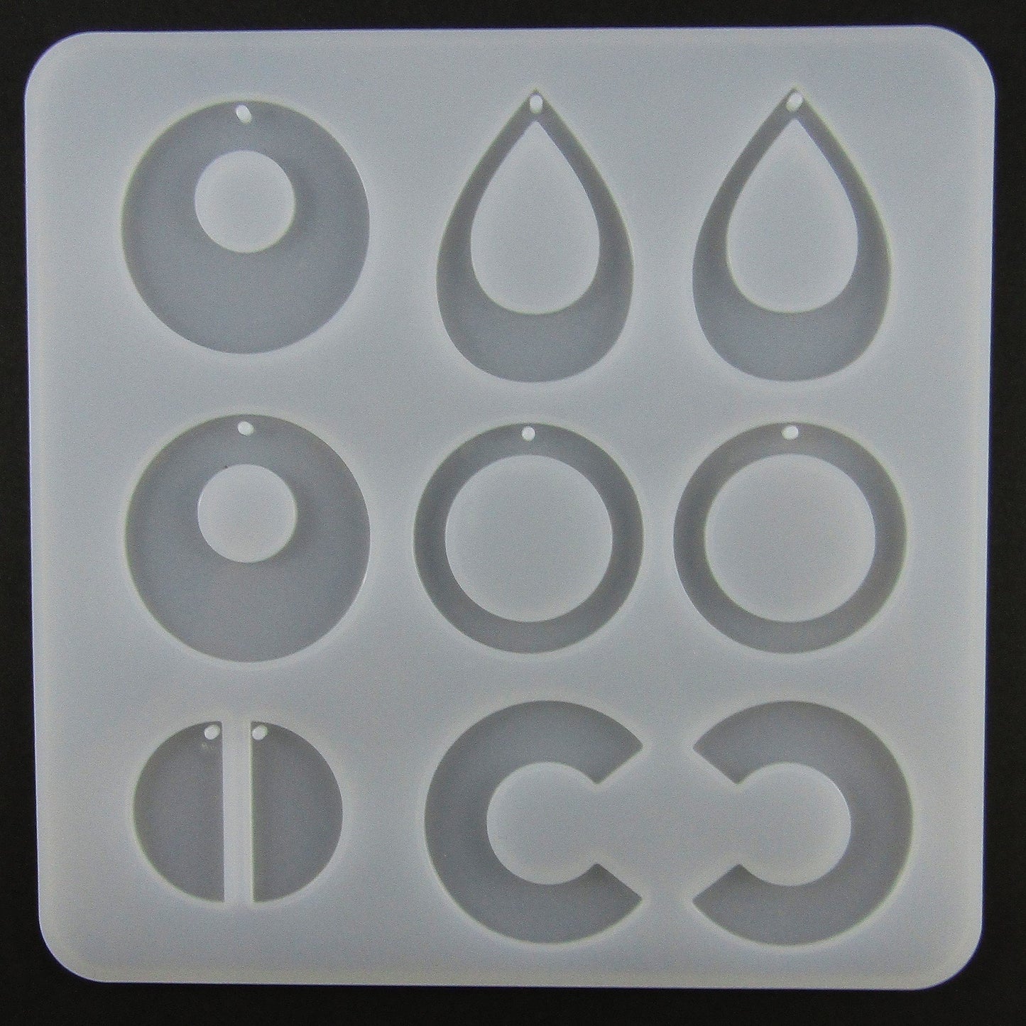 Circle Semicircle Teardrop Earring Pairs Silicone Casting Mould for Epoxy Resin