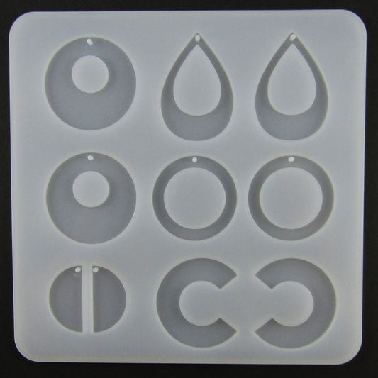Circle Semicircle Teardrop Earring Pairs Silicone Casting Mould for Epoxy Resin