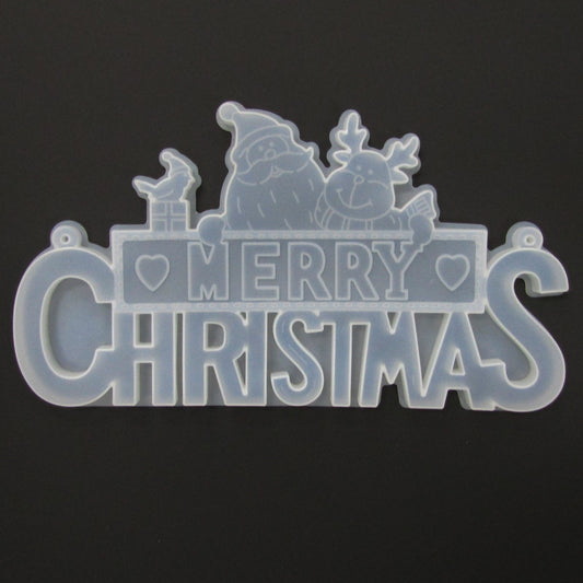 Hanging Christmas Decoration Merry Christmas Silicone Cast Mould for Epoxy Resin