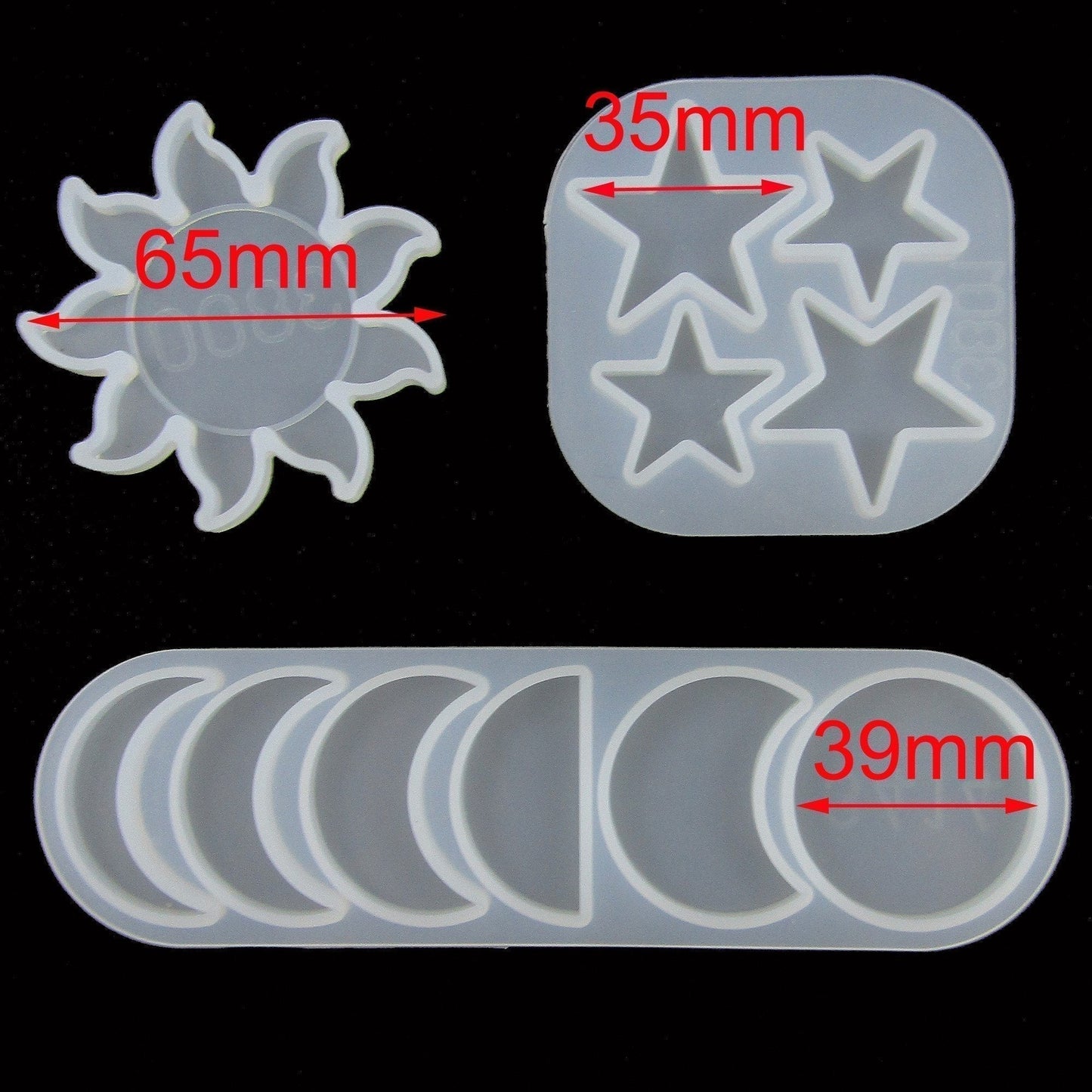 3pce Set Galaxy Sun Star Moon Phases Silicone Casting Mould Set for Epoxy Resin