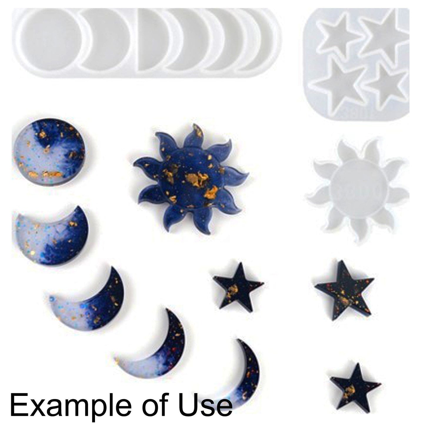 3pce Set Galaxy Sun Star Moon Phases Silicone Casting Mould Set for Epoxy Resin