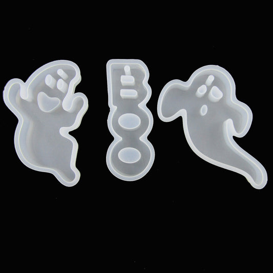 3pce Halloween Ghost Boo Pendant Set Silicone Casting Mould for Epoxy Resin