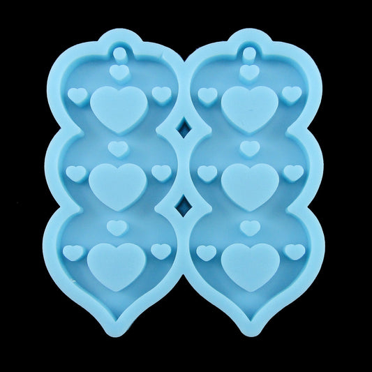 Triple Heart Pendant Earring Silicone Casting Mould for Epoxy Resin