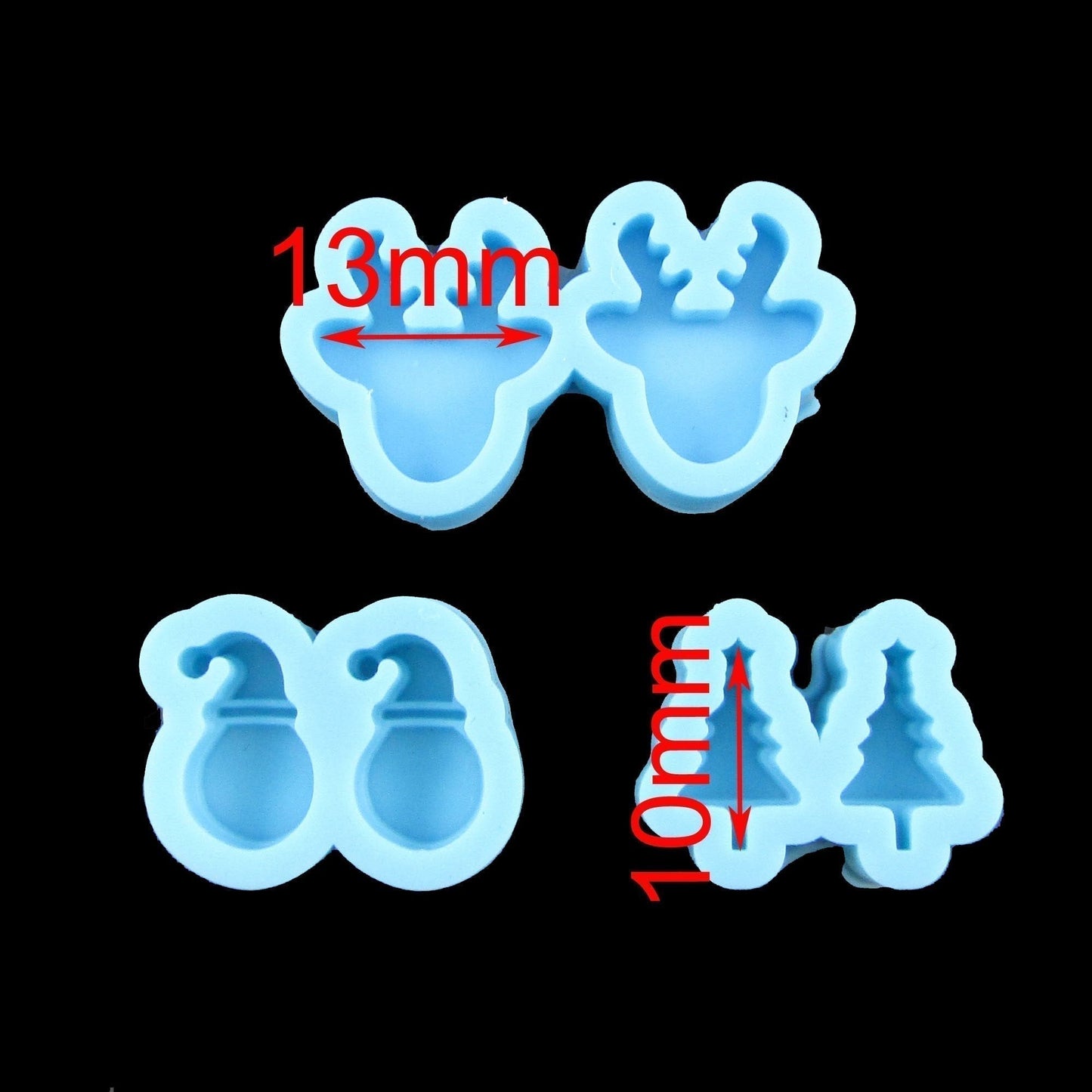 Mini Christmas Tree Reindeer Snowman Cabochon Earring Silicone Mould Epoxy Resin