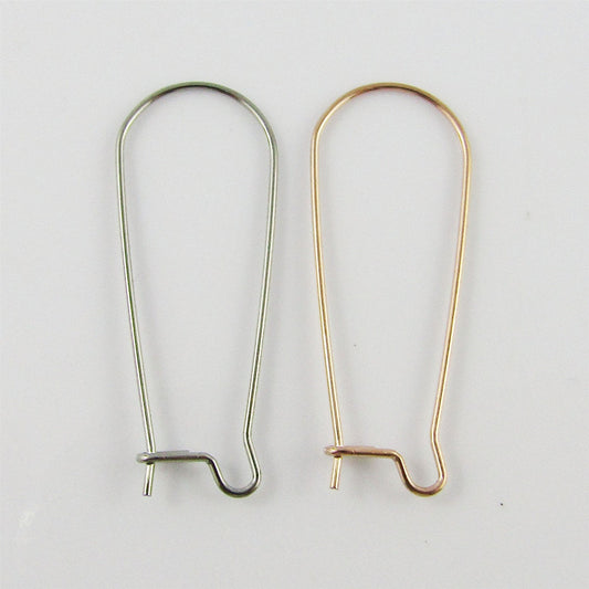 Bulk 20 pieces DIY Long Kidney Earring Hook Finding 33mm SSteel Pick Colour