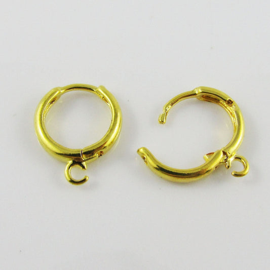 Bulk 10pcs (5 pair) Lever Back Huggie Hoop Earring with Loop Gold Plated Brass