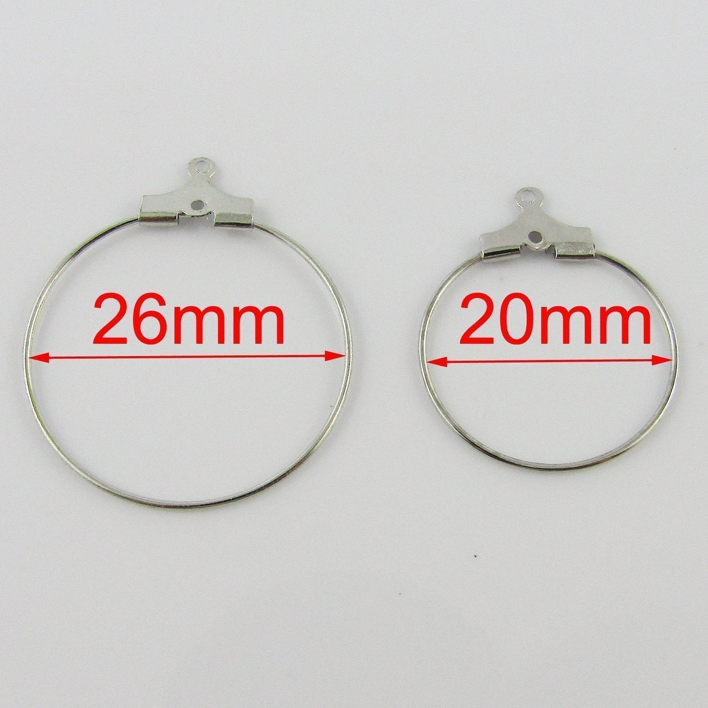 Bulk 10pcs Hoop Wire Earring Component Silver Select Size Opens to Add Beads