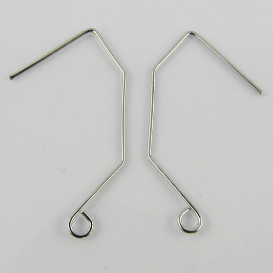 Bulk 10pce (5 Pair) DIY V Hook Earring Finding Platinum Plate 32x17mm 0.8mm Pin