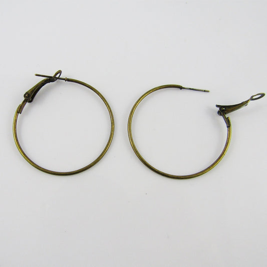 Bulk 10pcs (5pair) Round Hoop Lever Back Earring Bronze Iron 35mm Add Beads etc