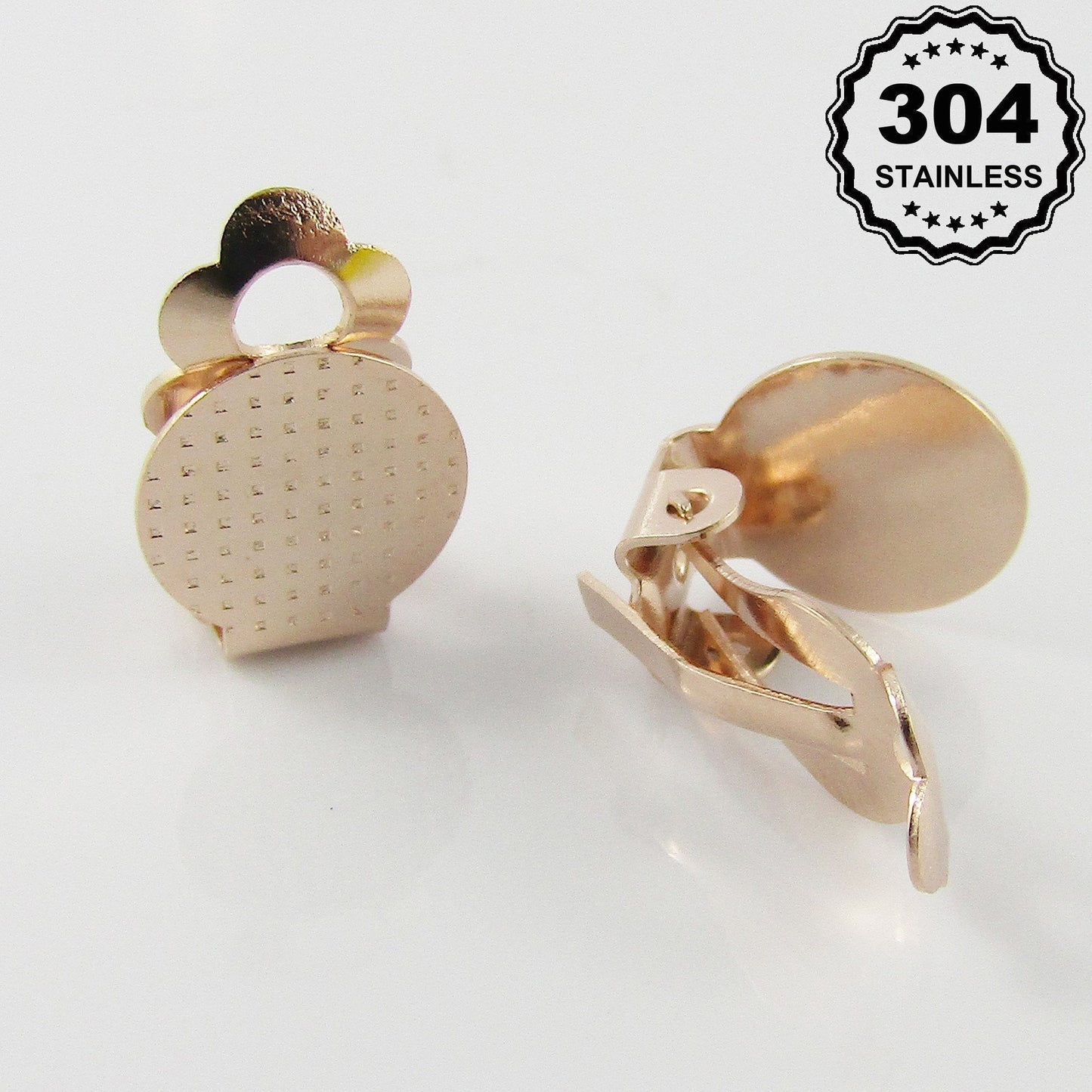 Bulk 10pcs (5pair) DIY Rose Gold Clip on Earring with Flat Glue Pad SS 16x10mm