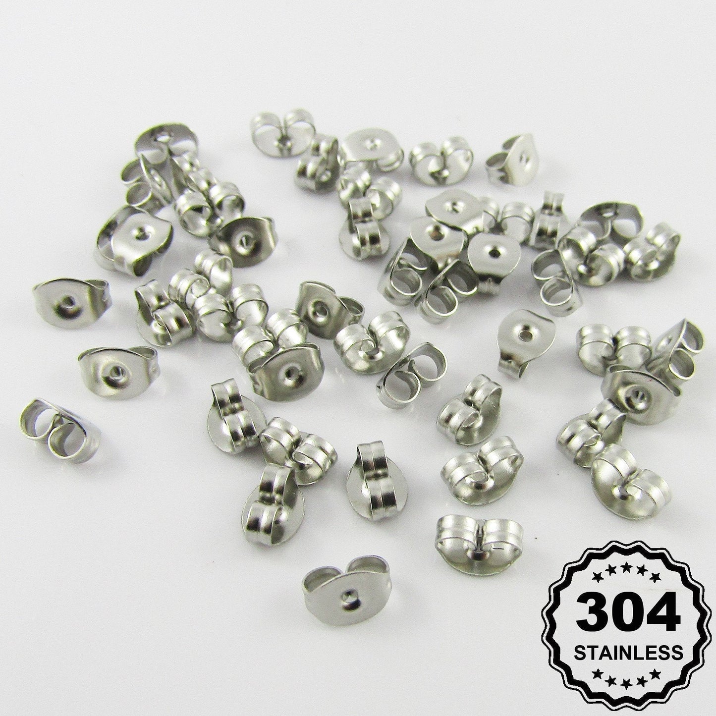Bulk 50pcs (25pair) DIY Butterfly Earnut Earring Back 6x4.5x3.5mm 304 Stainless