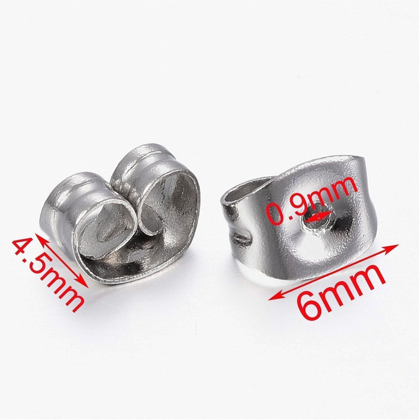 Bulk 50pcs (25pair) DIY Butterfly Earnut Earring Back 6x4.5x3.5mm 304 Stainless