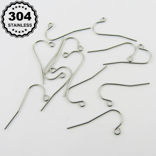 Bulk 50pcs (25pair) Earring Hook Finding 24x12mm 304 Stainless Steel