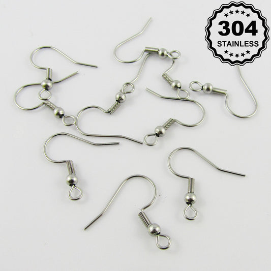 Bulk 50pcs (25pair) Earring Hook Finding 21x21mm 304 Stainless Steel