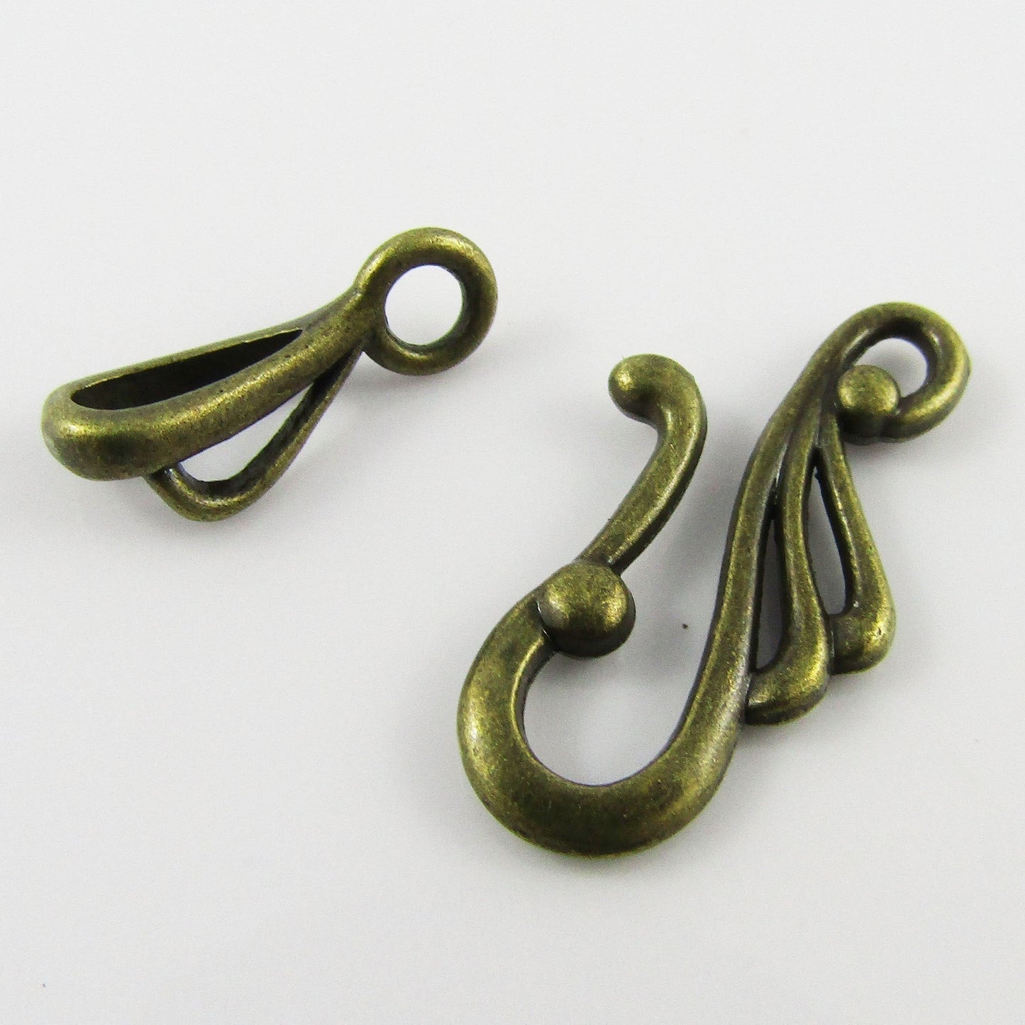 Bulk 10 sets DIY Flourish Toggle Clasp Finding Hook & Eye 25x14mm Antique Bronze