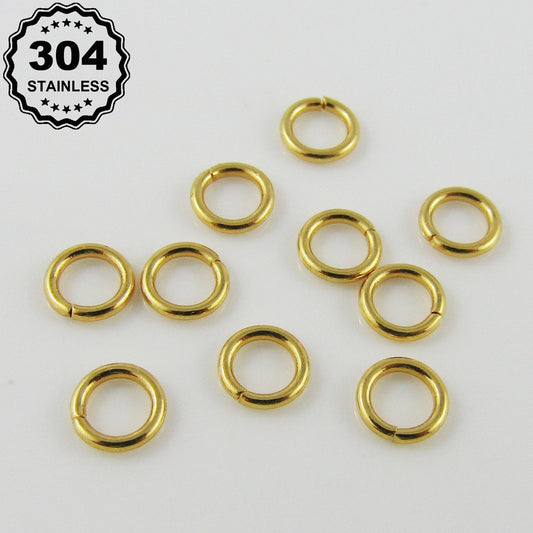10 pcs Bulk 18k Gold Plated Stainless Steel 6mm Open Jump Rings Findings Craft