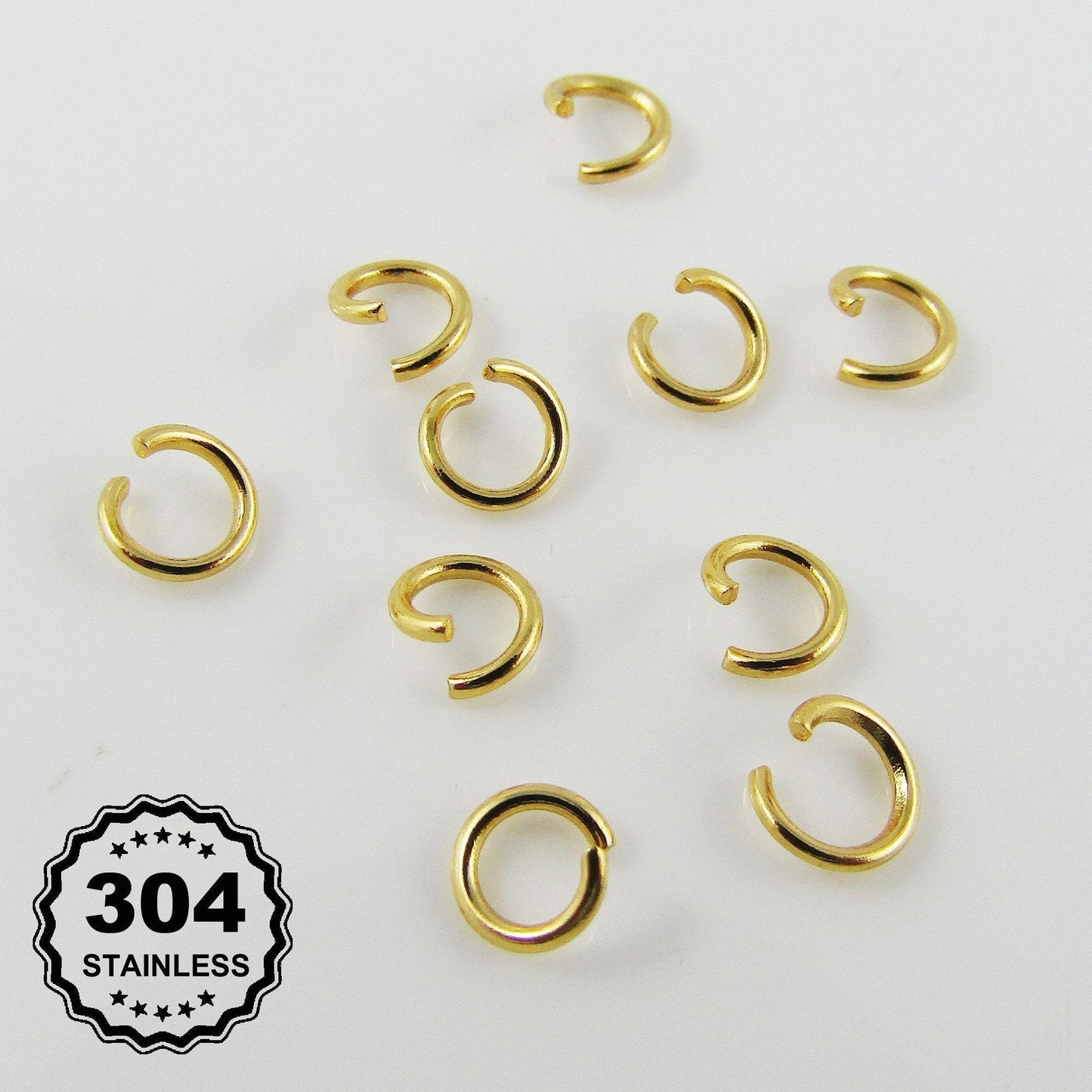 20 pcs Bulk Gold Plated Stainless Steel 5mm Open Jump Rings Findings Craft