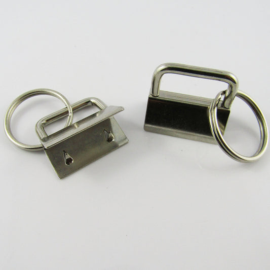 10pcs Key Fob U Loop Ribbon Crimp & Split Ring Finding for Leather Webbing 26mm