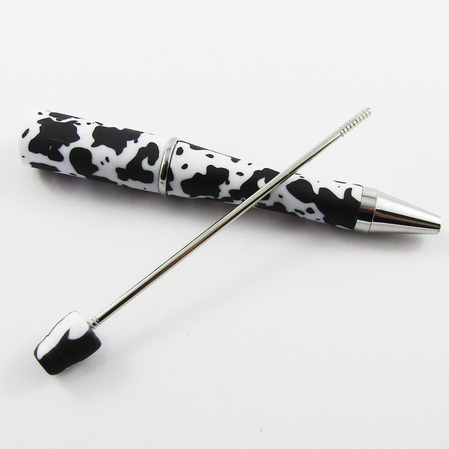 Blank DIY Cow Print Beadable Pen 144mm Personalised Gift Idea Select Qty