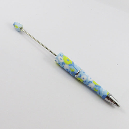 Blank DIY Blue Floral Print Beadable Pen 144mm Select Qty