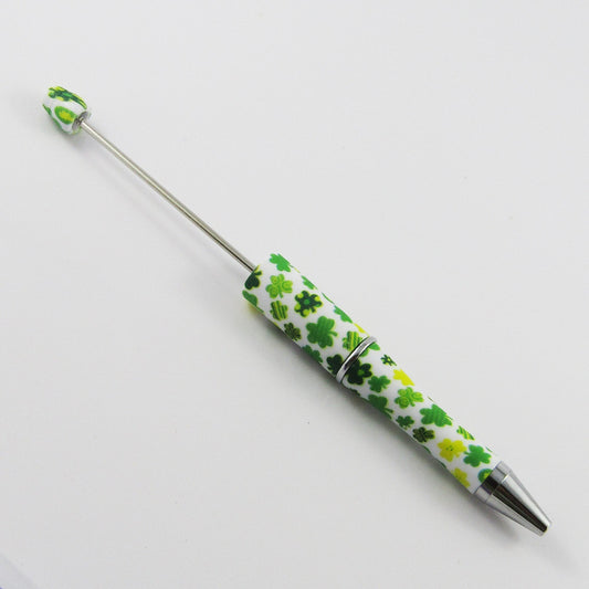 Blank DIY St Patricks Lucky Shamrock Print Beadable Pen 144mm Personalised Gift