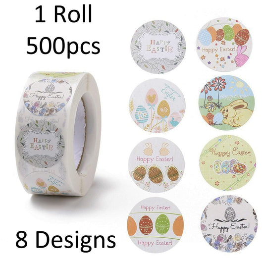 1 Roll 500pcs Easter Egg Easter Day Self Adhesive Paper Sticker Labels 25mm
