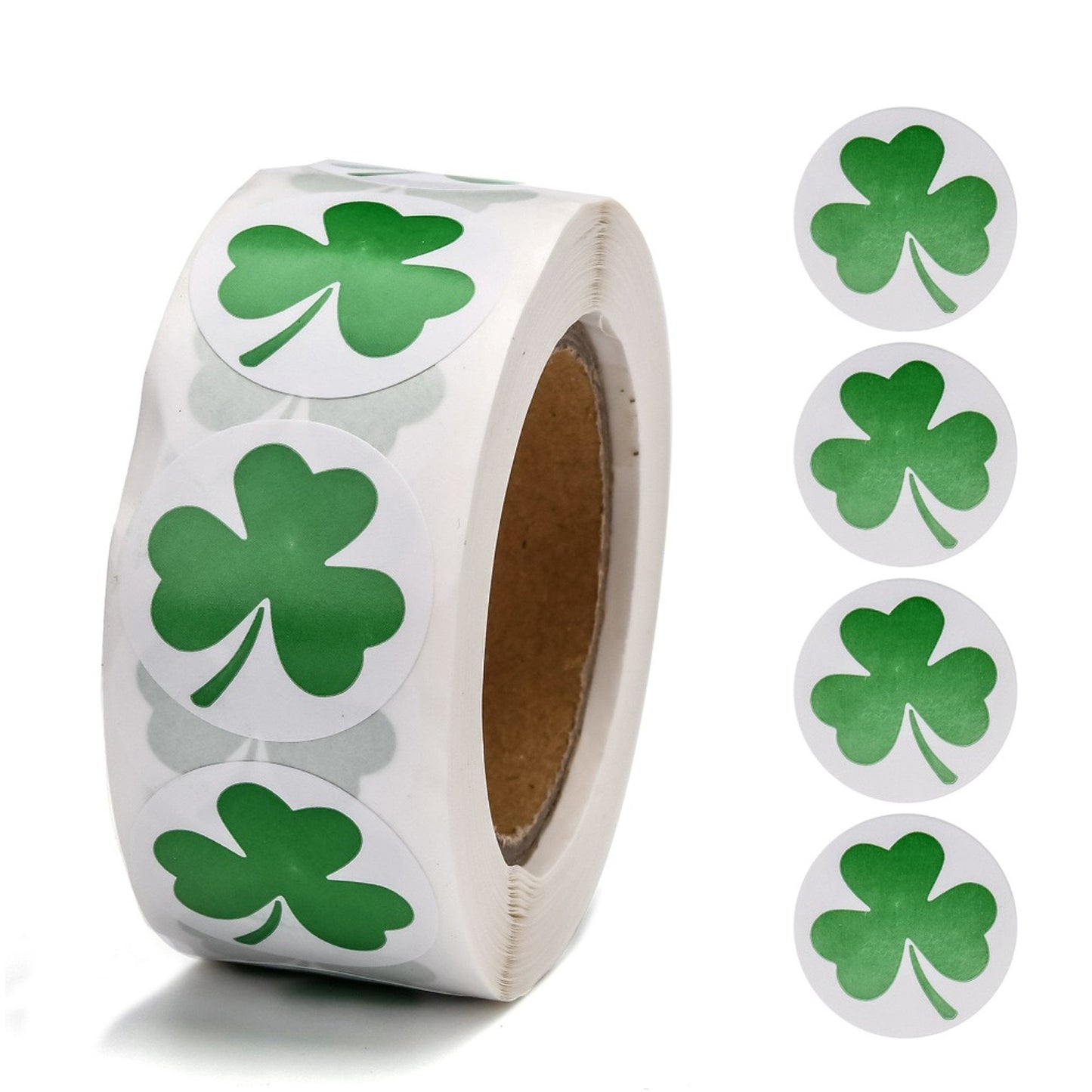 1 Roll 500pcs St Patricks Day Shamrock Clover Leaf Paper Sticker Labels 25mm