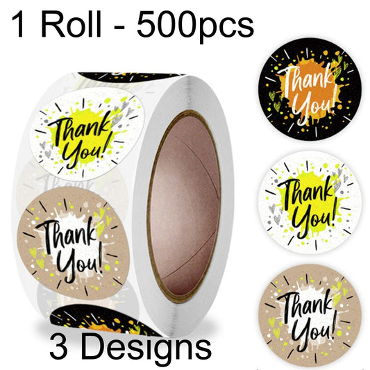 1 Roll 500pcs Starburst Thank You Self Adhesive Paper Sticker Labels 25mm