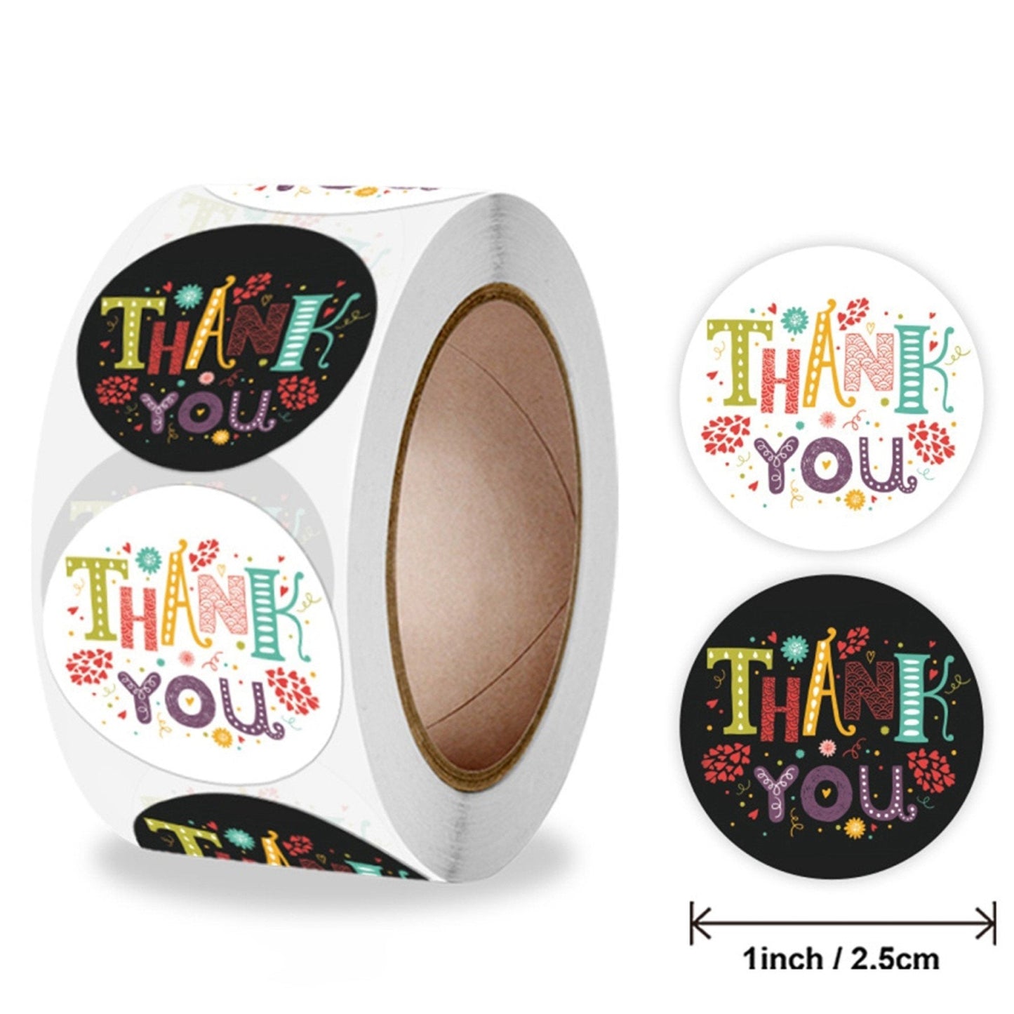 1 Roll 500pcs Fun Thank You Self Adhesive Paper Sticker Labels 25mm