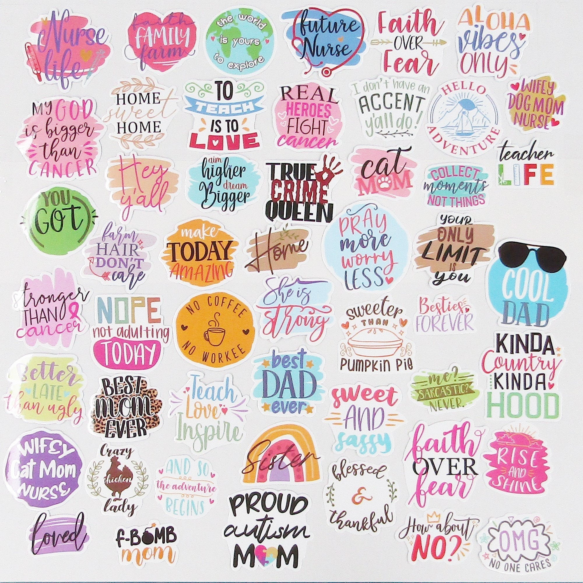 Message Book Sticker 50pcs PVC Message Sticker Bundle Schoolbooks Cards Junk Journal Laptop ...