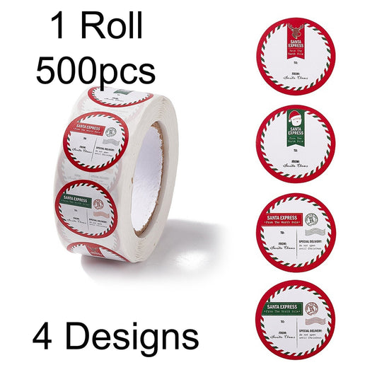1 Roll 500pcs Christmas Letter To Santa Round Self Adhesive Paper Stickers 25mm