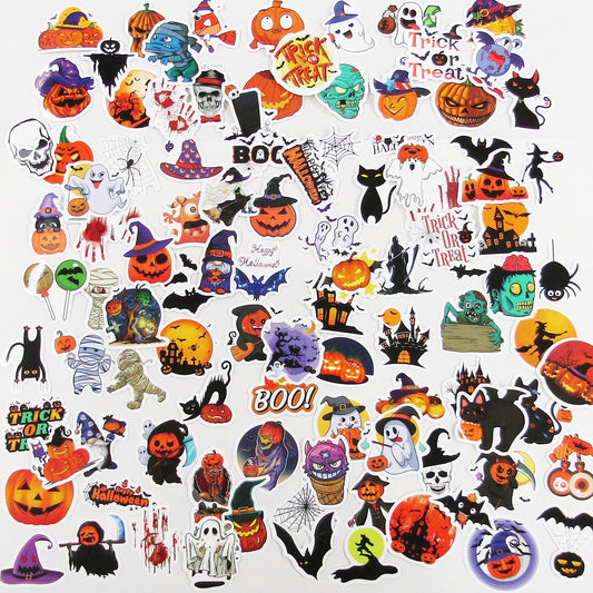 100pcs PVC Spooky Halloween Sticker Bundle Schoolbooks Cards Junk Journal