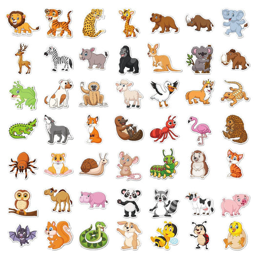 50pcs Cute Cartoon Animals Sticker Bundle Schoolbooks Cards Junk Journal