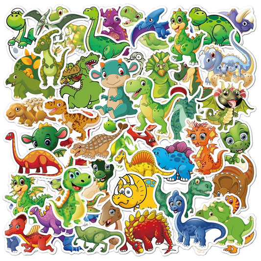 50pcs Cartoon Dinosaur Sticker Bundle Schoolbooks Cards Junk Journal