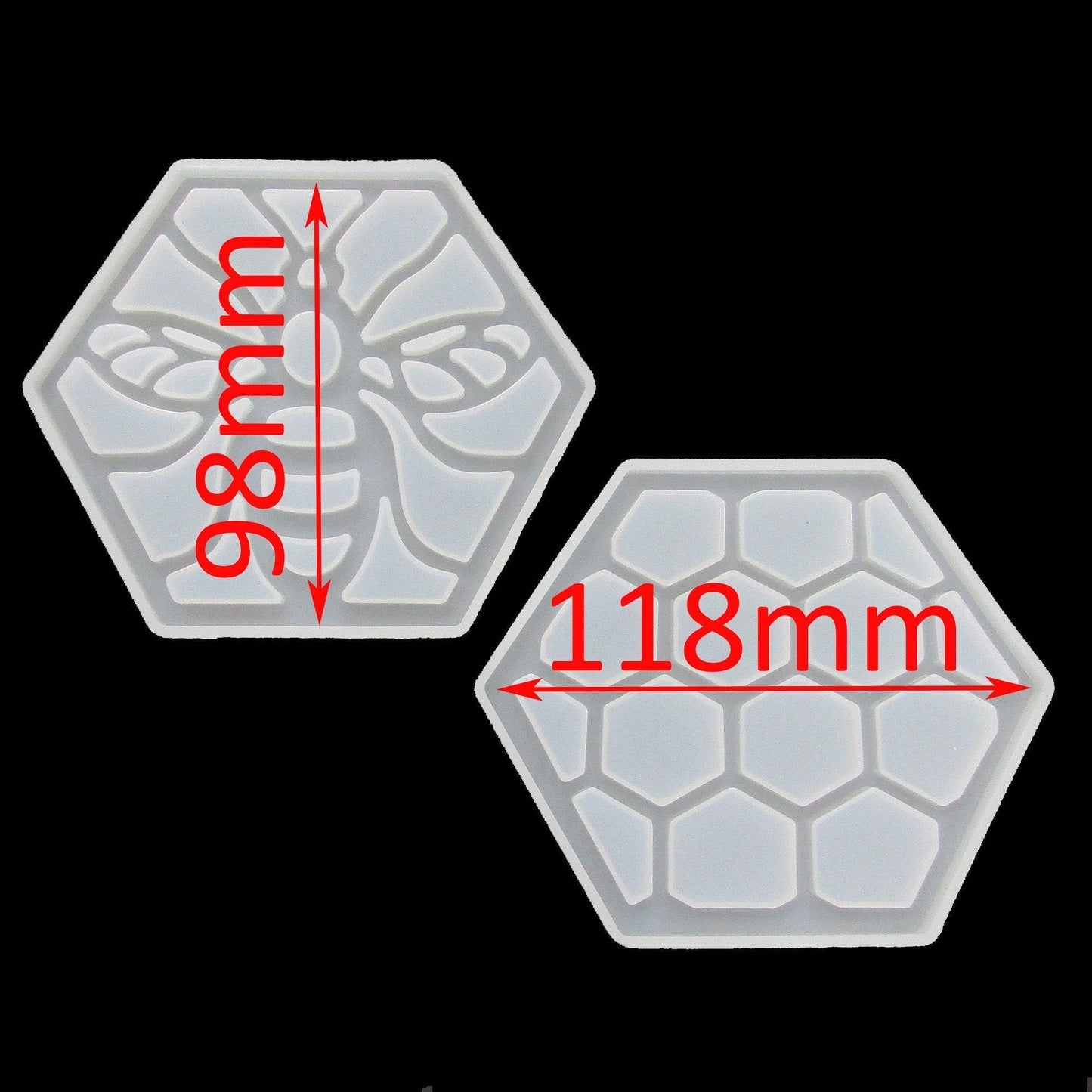 2pc Set Bee Honeycomb Coaster Silicone Moulds for Epoxy Resin