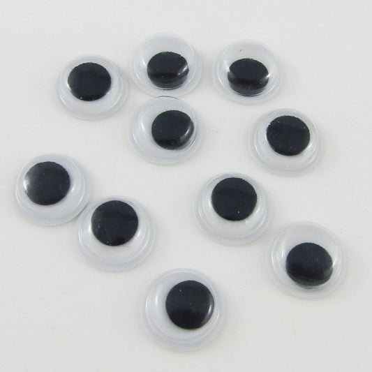 50pcs (25pair)10mm Flat Back Glue on Wiggly Google Eyes Plastic Kids Craft